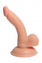 Realistik Eğik Pozisyonda Testisli Dildo